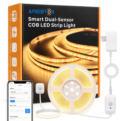 Ameistor Smart Plug-in Dual Motion Sensor COB LED Strip Light