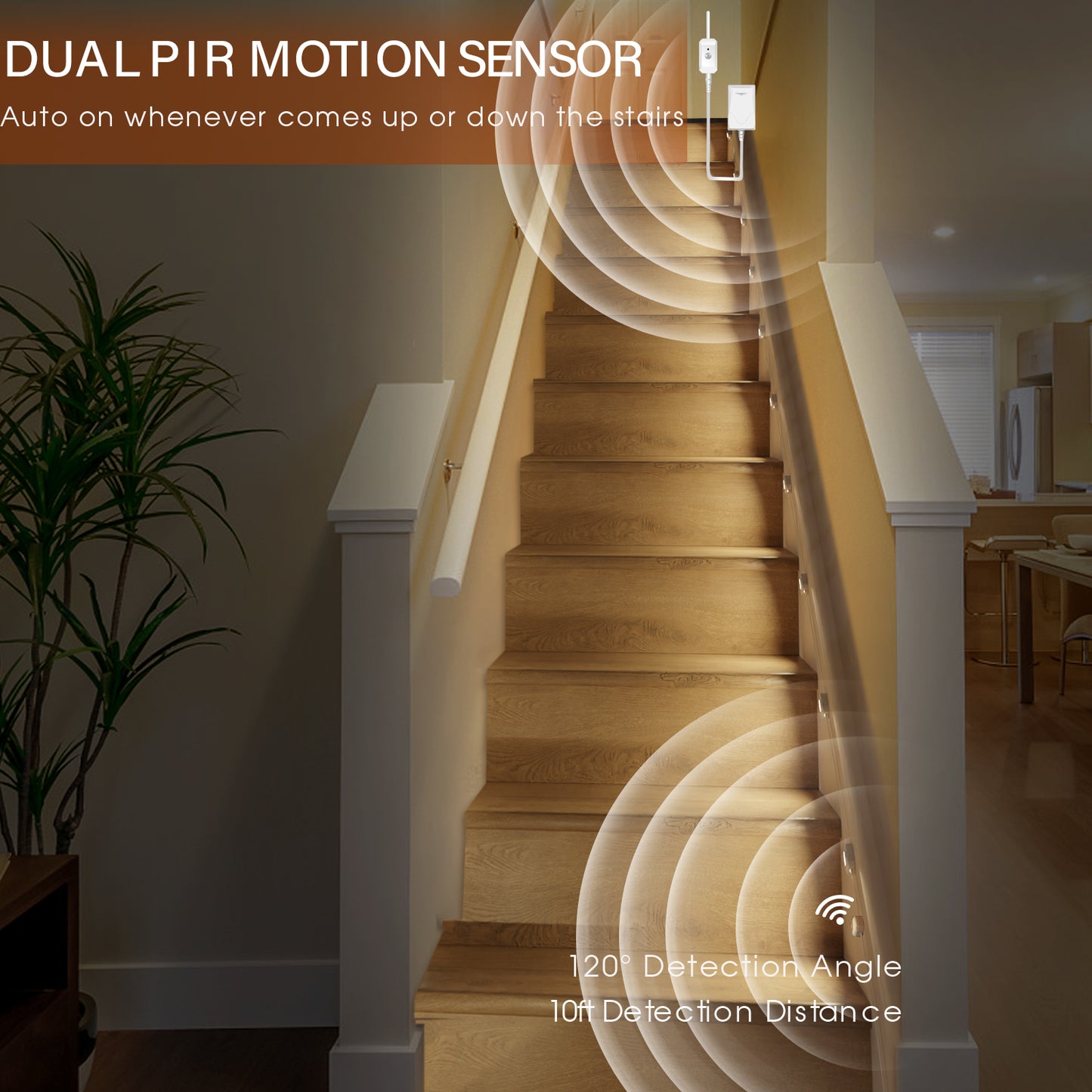 Ameistor Plug-In Smart Motion Sensor Stair Lights Indoor,Dimmable, 3000K-6000K