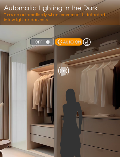 Rechargeable Motion Sensor COB Strip Light, 6000mAh Battery Operated Night Light for Closet Pantry Under Cabinet, 3.28ft, 3000K Warm White